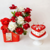 Rose Box with Cake & Teddy